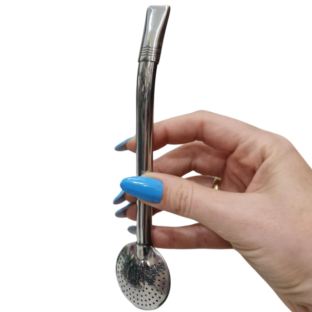 Bomba de Chimarrão Erva Mate em Aço Inox 340 Bojo Removível 18cm