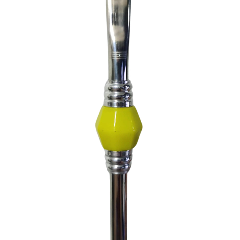 Bomba de Chimarrão com Pedra Acrílica Amarela - Aço Inox - 21cm