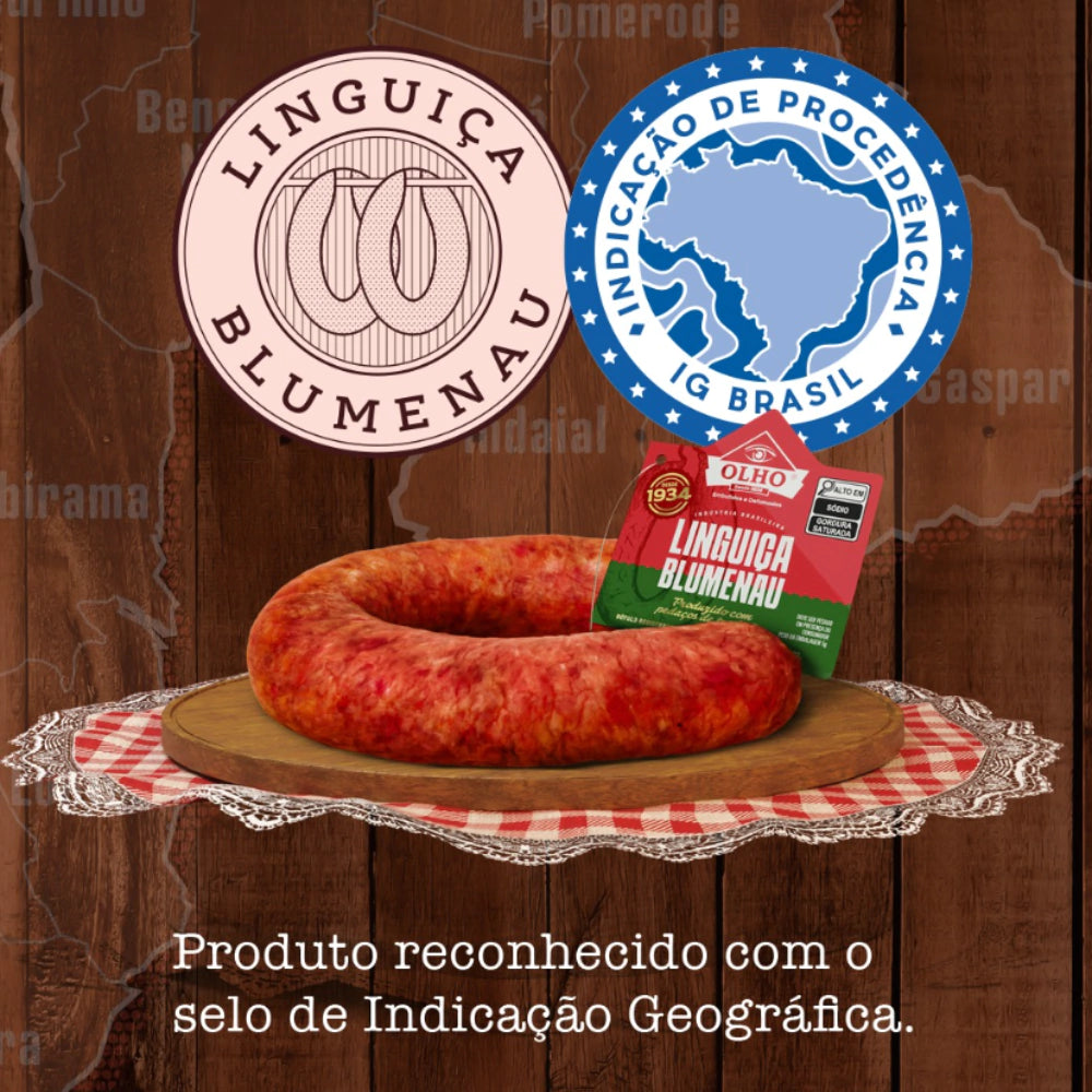 Linguiça Suína Defumada Blumenau Olho Embutidos - Peça 300g