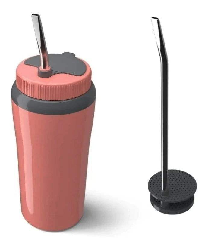 Copo Térmico Unitermi Terere Cuia Com Canudo Bomba Inox 650ml