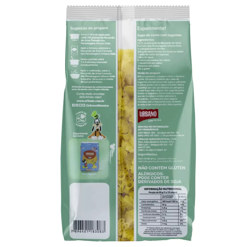 Macarrão de Arroz Mickey e Amigos Urbano Kids Pacote 500g
