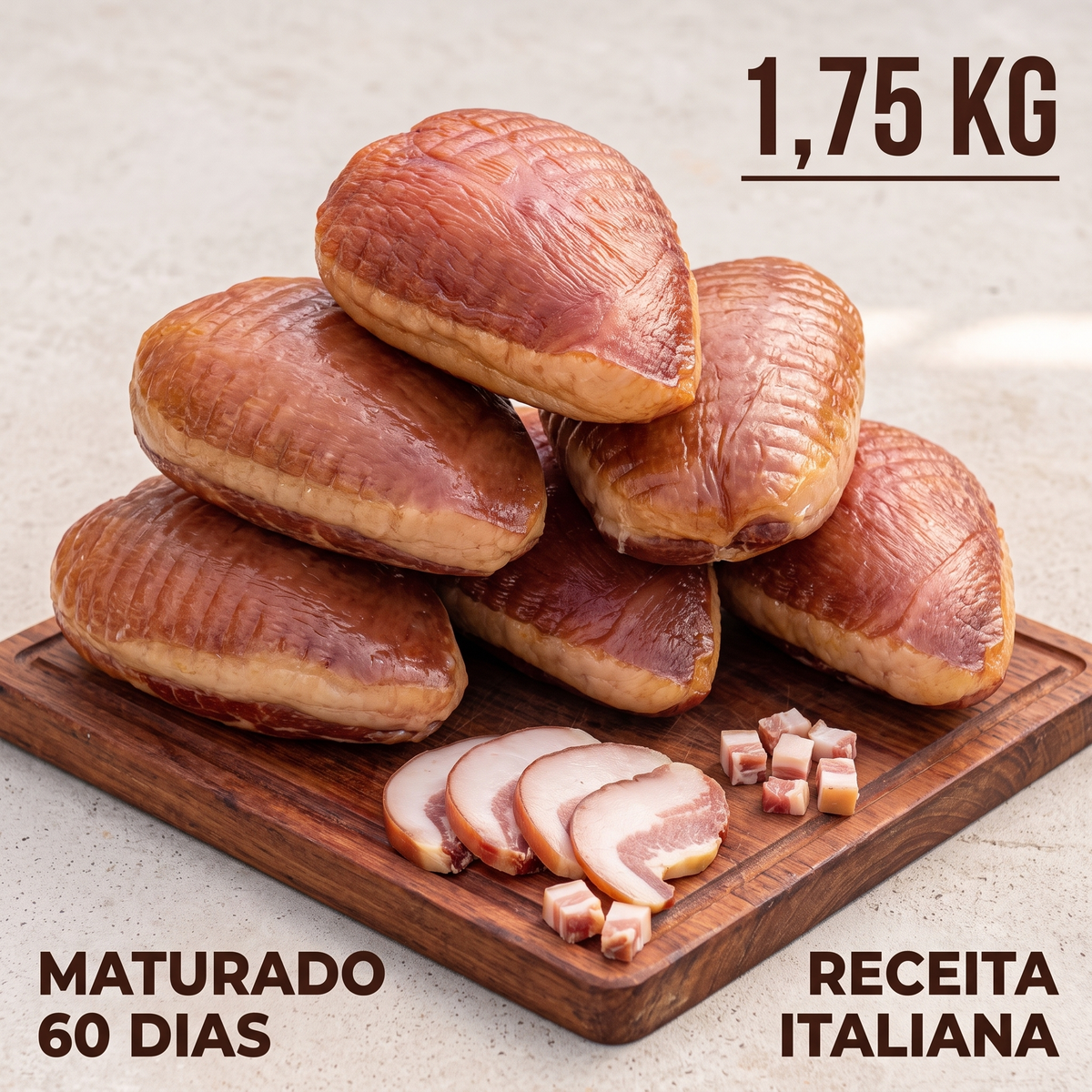 Guanciale Suíno Artesana | Receita Italiana Tradicional | Maturado 60 Dias