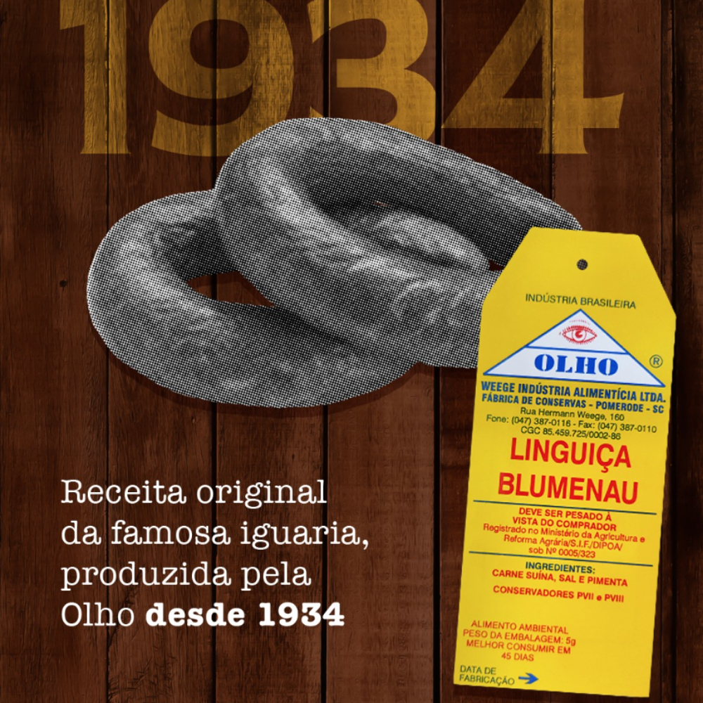 Linguiça Suína Defumada Blumenau Olho Embutidos - KIT COM 1 KG
