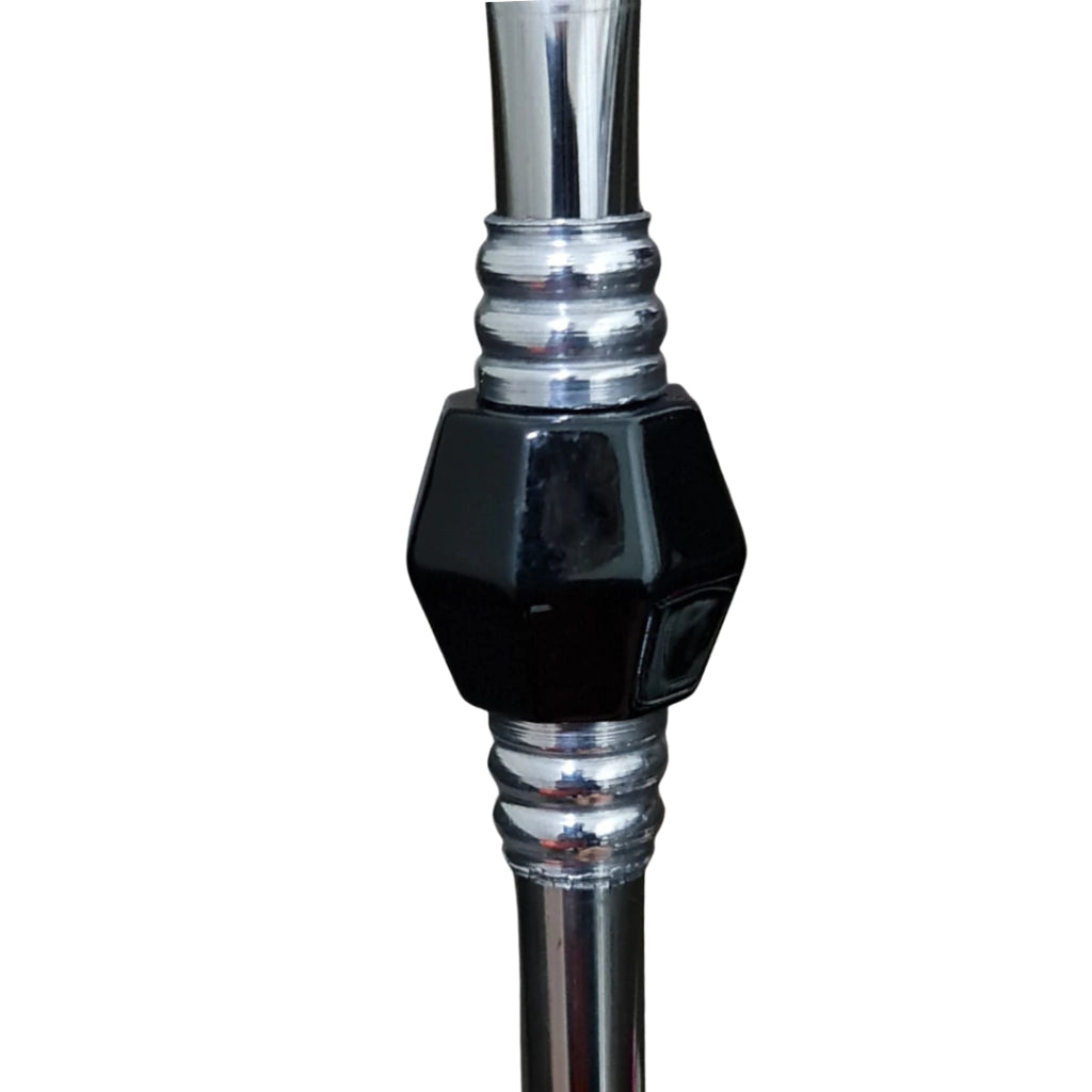 Bomba de Chimarrão com Pedra Acrílica Preta - Aço Inox - 21cm