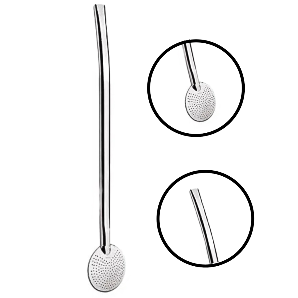 Bomba de Chimarrão FIXA 100% INOX 18cm