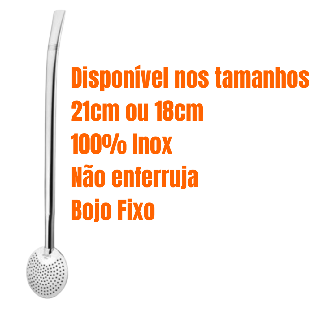 Bomba de Chimarrão FIXA 100% INOX 18cm