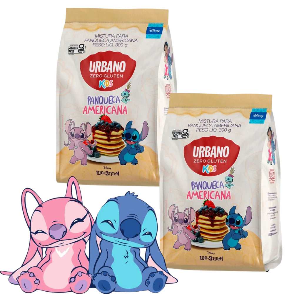 Mistura para Panqueca Americana Zero Glúten Kids Lilo&Stitch Urbano 300g
