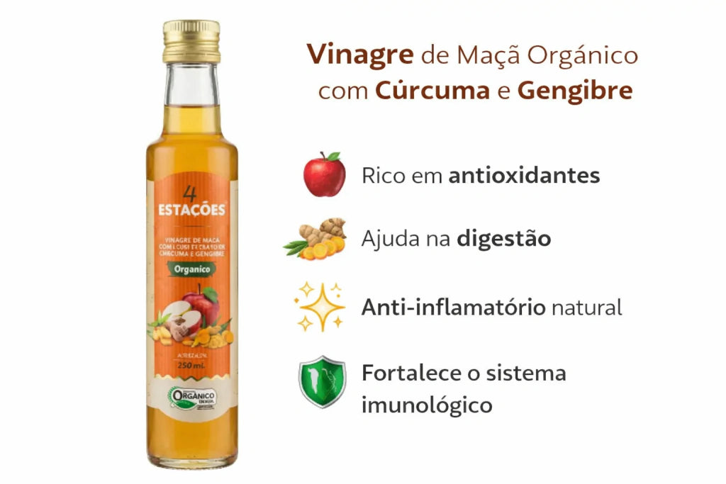 Vinagre De Maça Orgânico com Cúrcuma e Gengibre 250ml