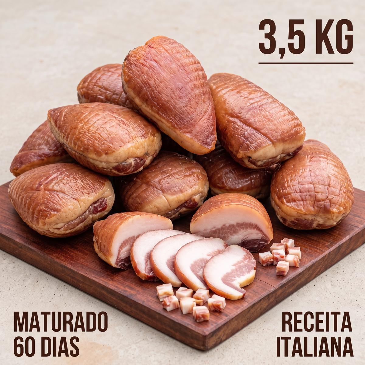 Guanciale Suíno Artesana | Receita Italiana Tradicional | Maturado 60 Dias