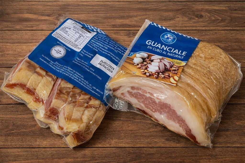 Guanciale Suíno Sem Pele Papada Suína Maturada Fatiada KIT 2 PEÇAS
