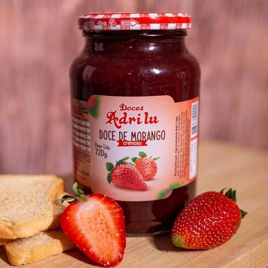 Kit com 5 Sabores de Geléia Adrilu (Figo, figo com Nozes, Uva, Morango e Amora)