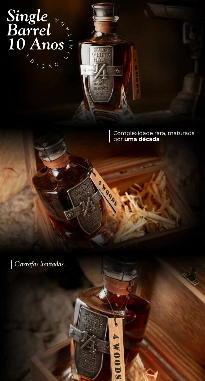 Cachaça Weber Haus Single Barrel 4 Madeiras 10 Anos - Edição Limitada
